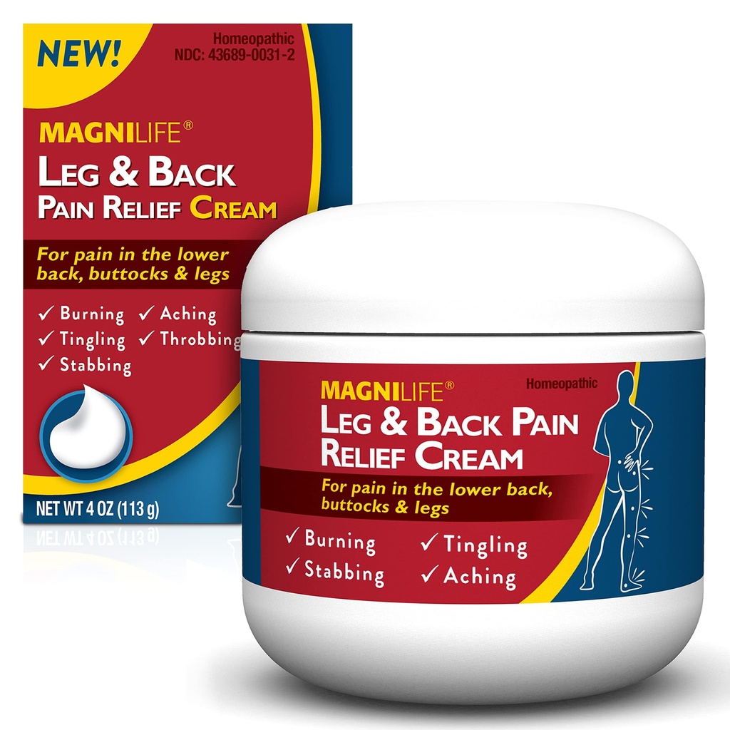 MagniLife Leg & Back Pain Relief Cream, Fast-Acting Pain Relief, Doğal Soothe Burning, Tingling ve Stabbing Pains with Aloe and Calendula - 4oz