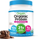 Orgain Organic Vegan Protein + 50 Superfoods Σκόνη, Κρέμα Σοκολάτας - 21g Πρωτεΐνη με βάση το φυτό, 10g Προβιοτικές Ίνες, Χωρίς Συστατικά Λακτόζης, Χωρίς Γλουτένη, Χωρίς Προστιθέμενη Ζάχαρη, Μη ΓΤΟ, 1,12 lb