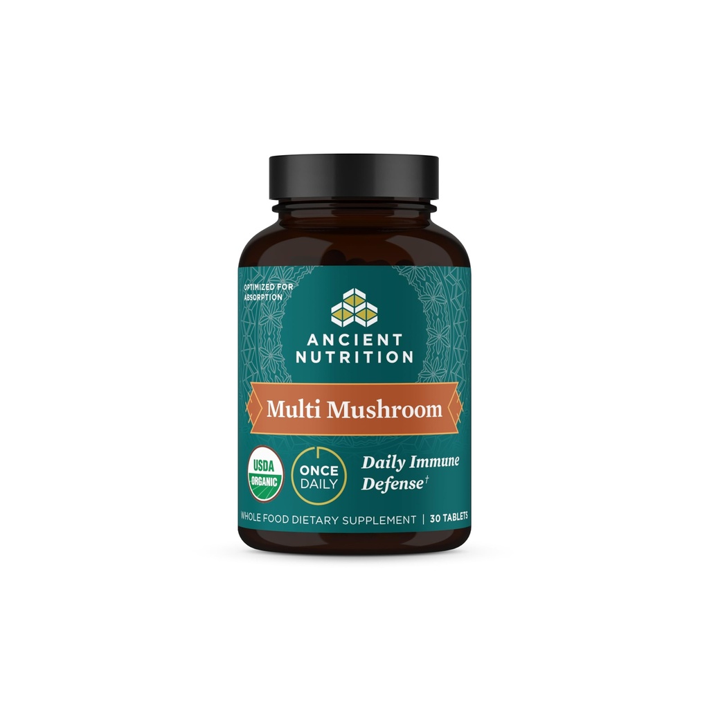 Ancient Nutrition Mushroom Supplement, Organic Multi Mushroom Immune Support Tablet, Supports Stress Response, Gluten Free, Paleo and Keto Friendly, 30 Count