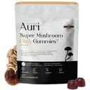 Auri Super Mushroom Daily Gummies - All-in-One Daily Mushroom Supplement Gummy - 12 Mushroom Mix with Chaga, Lions Mane, Reishi, Cordyceps - 60 Gummies