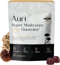 Auri Super Mushroom Daily Gummies - All-in-One Daily Mushroom Supplement Gummy - 12 Mushroom Mix with Chaga, Lions Mane, Reishi, Cordyceps - 60 Gummies