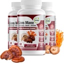 GreeNatr Tamam Mushroom Supplement – 10 in 1 Kompleks with Lions Mane, Cordyceps, Shiitake, Chaga, Türkiye Immune Support, Memory, Focus & Natural Energy Branson - 180 Capsules (3 Şişe)