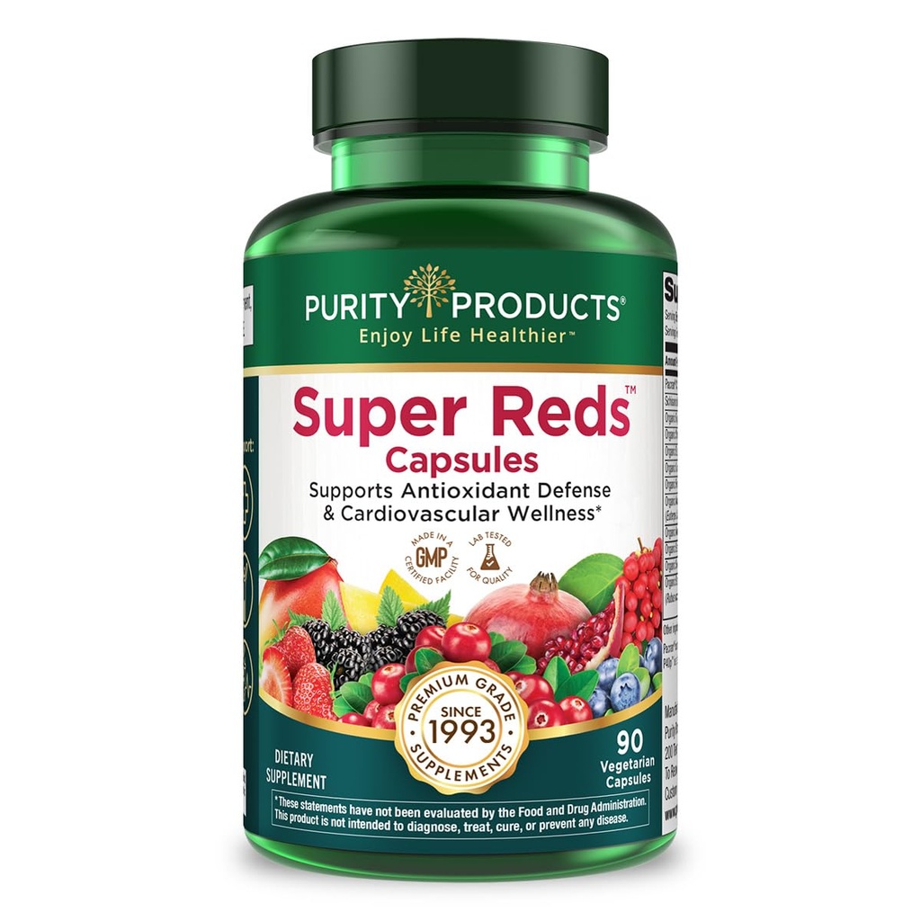 Düşük Ürünler Super Reds Capsules Formula (20 + Organik Süper Meyveler ve Meyveler) sertifikalı Organik Phytonutrients - 90 Capsules
