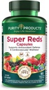Προϊόντα καθαρότητας Super Reds Καψάκια Φόρμουλα (20+ βιολογικά σούπερ φρούτα και μούρα) Πιστοποιημένα βιολογικά φυτοθρεπτικά συστατικά - 90 κάψουλες