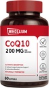 CoQ10 200 mg Oda başına, Ekstra Bak Zeytinyağı, Ultra Aborpsiyon, Doğal Fermented, Coenzyme Q10 Supplement, Enerji Üretimi, Sağlıklı Kalp, Anti-Aging, 60 Softgels