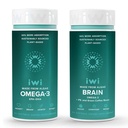 Iwi Omega-3 & Brain Omega-3 Bundle, 30 εξυπηρετήσεις, Vegan Plant-based Algae Omega 3 with EPA + DHA, Krill & Fish Oil Alternative, Χωρίς ψαρική επίγευση