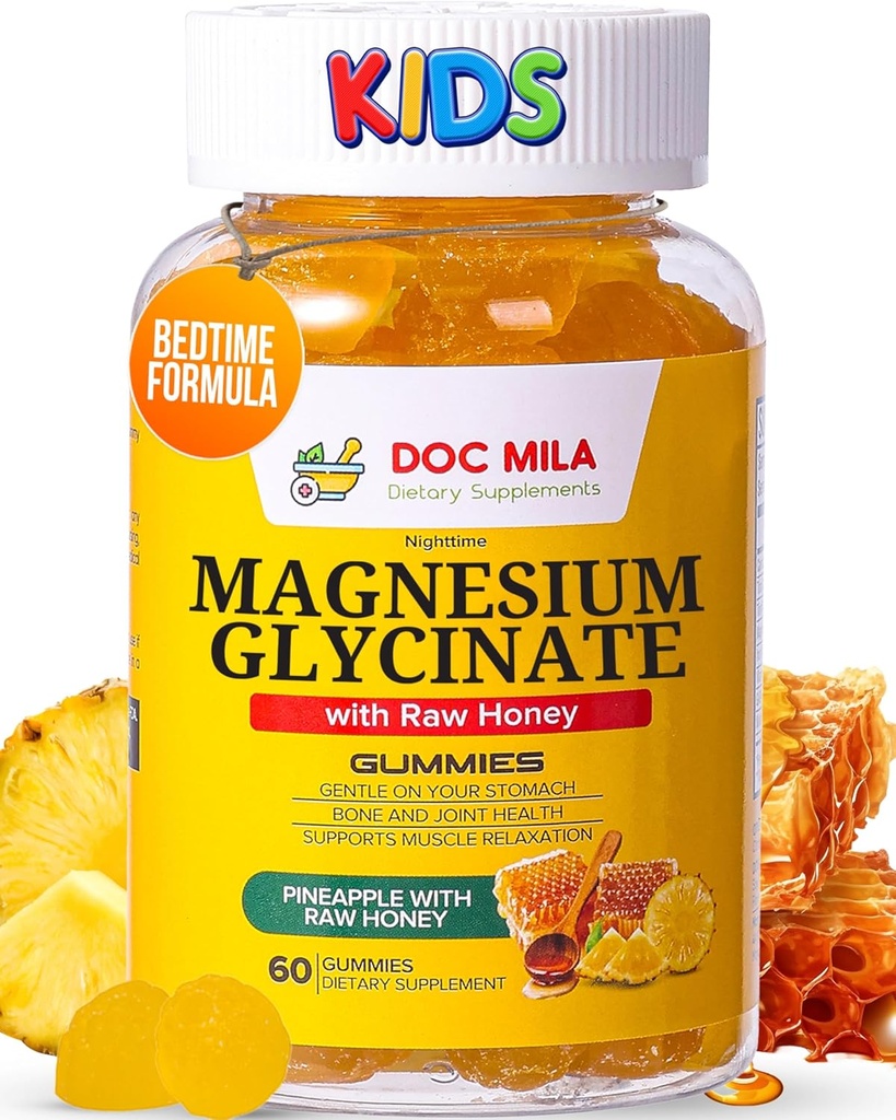 Magnezyum Glycinate Gummies 100mg for Kids and Yetişkinler- Bedtime Formula, Deep Calm Sleep Supplement - Glicinato de Magnesio