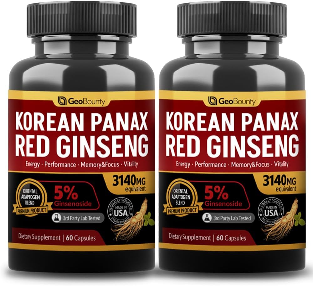 Korean Red Panax Ginseng Κάψουλα 2 Συσκευασία, Panax Ginseng Συμπληρώματα, 2 Συσκευασία Αξίας 3140mg (Ginsenoside 5%)