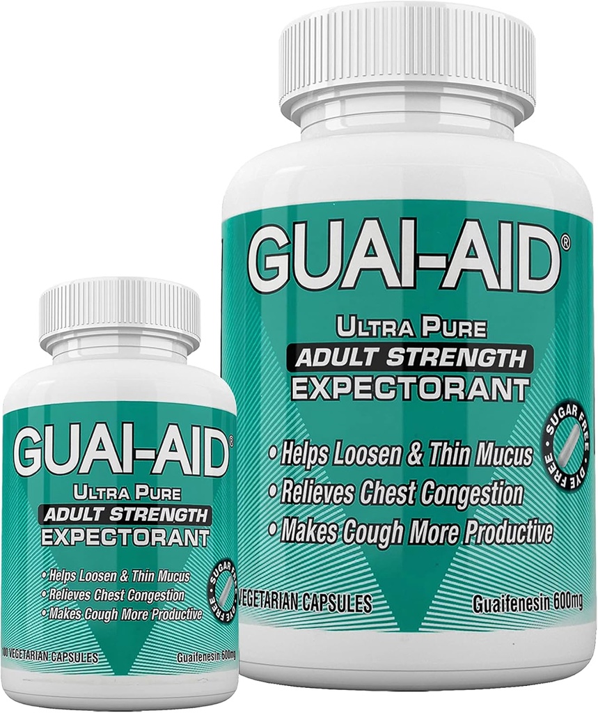 524 600 mg Ultra-Pure Guaifenesin Veg. Capsules (Includes 24 Boyut Seyahat Şişesi)