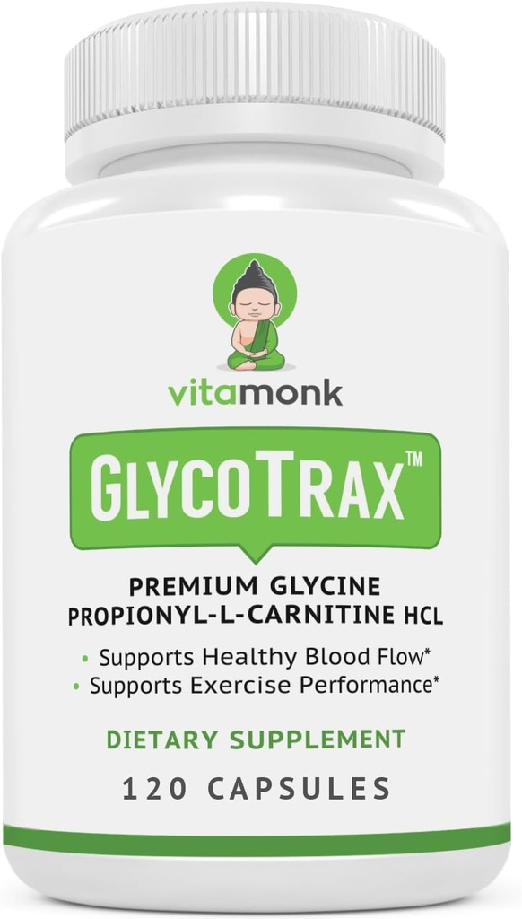 VitaMonk GlycoTraxTM GPLC Ekstra Büyük Şişe - Yüksek Tahsiyonun 120 Capsules Prolycine Propionyl-L-Carnitine with No Yapay Fillers - Glycine Propionyl L Carnitine Supplement
