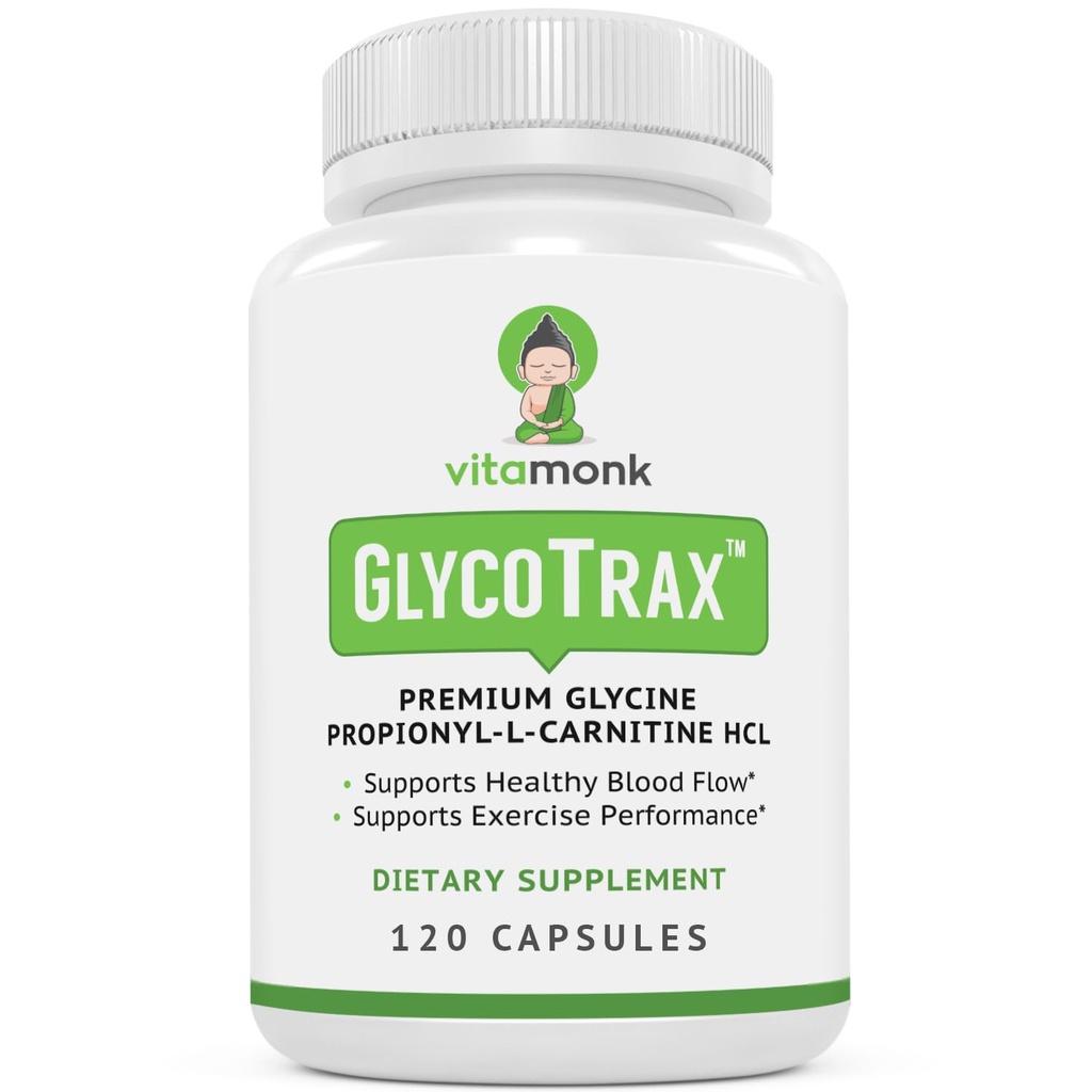 VitaMonk GlycoTraxTM GPLC Ekstra Büyük Şişe - Yüksek Tahsiyonun 120 Capsules Prolycine Propionyl-L-Carnitine with No Yapay Fillers - Glycine Propionyl L Carnitine Supplement