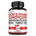Satoomi 10in1 Cordyceps Mushroom Supplement - Lions Mane, Türkiye Tail Mushroom, Reishi Mushroom & Other - 90 Capsules for 90 Service Supply Supply