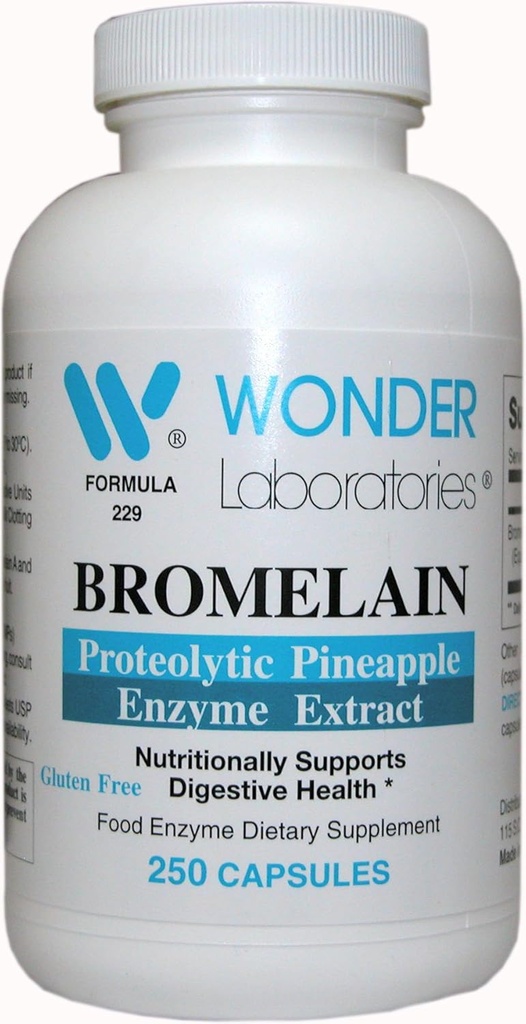 Wonder Labs Bromelain 2000 150 mg, Proteolytic Pineapple Enzyme Ekstraksiyon, Beslenmesel Destekler Digestive Health - 250 Capsules