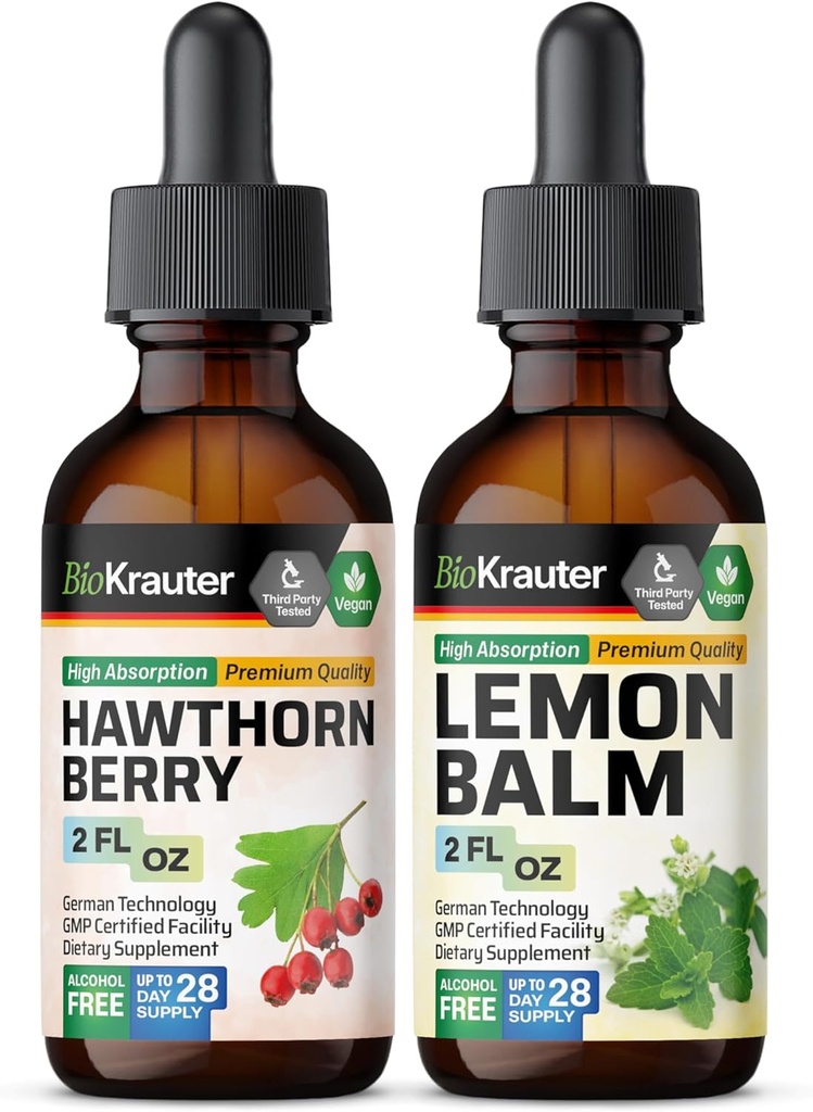 BIO KRAUTER Hawthorn Tincture 2 Fl. Oz. & Lemon Balm Tincture 2 Fl.