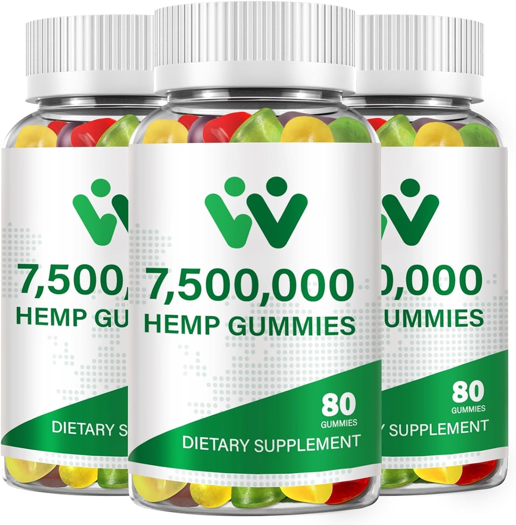 3 Packs Organic Hemp Gummies 7,500,000 High Strength - High Potency Hemp Oil Infused Gummiеs - Natural Hemp Candy Supplements - 240 Gummiеs