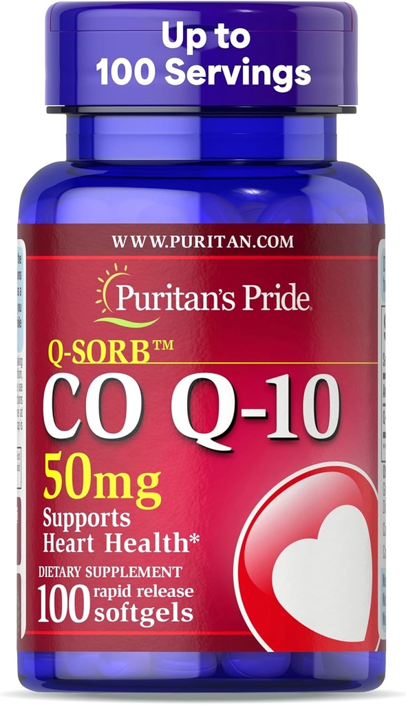 Puritan'ın Gurur Coenzyme CoQ10 50 mg, Kalp Sağlığı, Kan basıncı, Oral Gum Health ve Sağlıklı Ağlama Desteği, 100 Hizmet, Hızlı Yayın Softgels