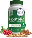 Sağlık Thru Beslenme GlucoPro Max - 1,500 mg Berberine, Chrominex + Chromium ve 1.000 mg Cinnamon | Vegan, Non-GMO, Gluten Free | Paket 180
