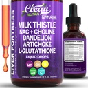 Καθαρίστε τα θρεπτικά συστατικά Γάλα Thistle NAC Liver Cleanse Detox & συμπλήρωμα επισκευής Liquid Drops Υποστήριξη ήπατος με εκχύλισμα Dandelion, Artichoke, Chanca Piedra, Choline, L-Glutathionone, Burdock, Schisandra