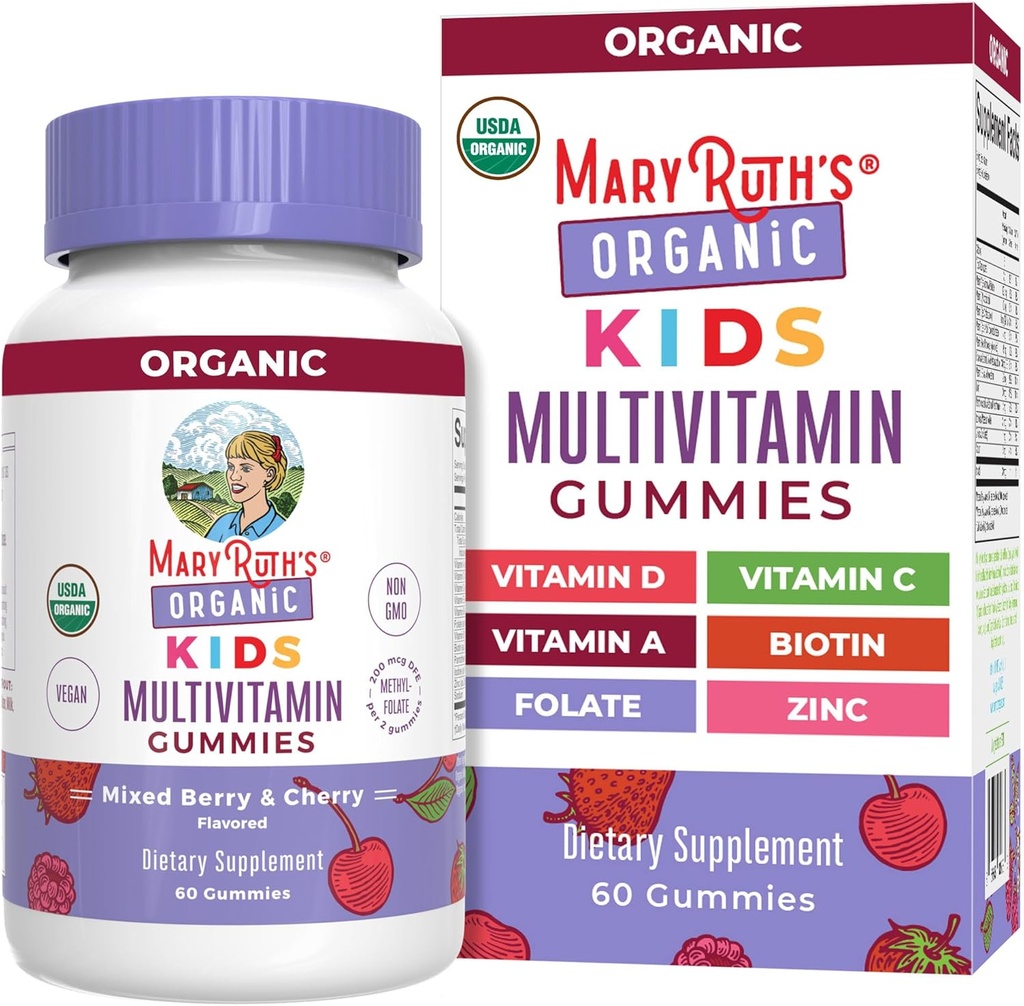 MaryRuth Organics Kids Vitamins | Multi | 1 Ay Supply | Multivitamin Gummies for Ages 4+ | Multivitamin for Kids | Vegan | Only 2 Gummies a Day | 60