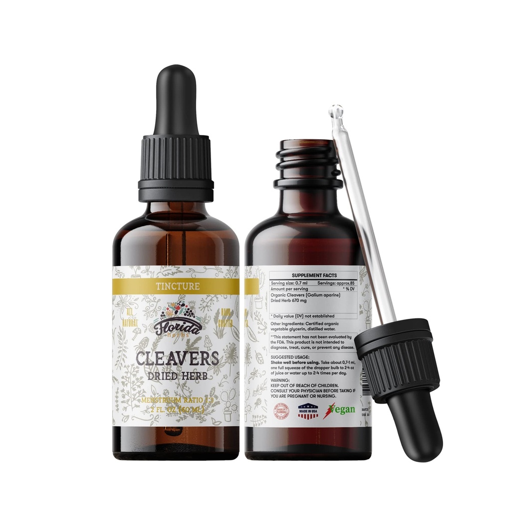 Cleavers Tincture, Organik Cleavers Extract, Cleavers Drops (Galium aparine) kuru Herb