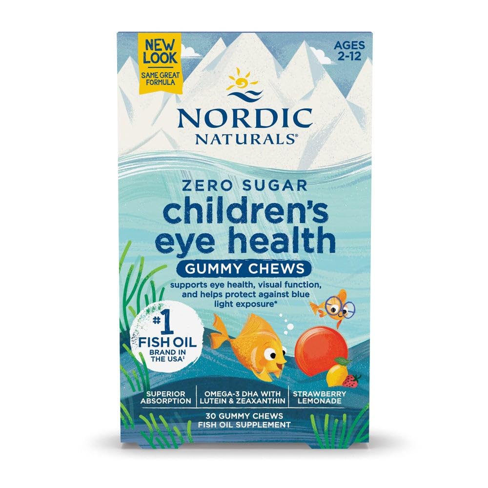 Nordic Naturals Children's Eye Health Gummies, Strawberry Lemonade - Çocuklar için 30 Gummies - 484 mg Total Omega-3s DHA, Lutein & Zeaxanthin - Beyin Sağlığı, Antioksit Desteği, Non-GMO - 30 Hizmet