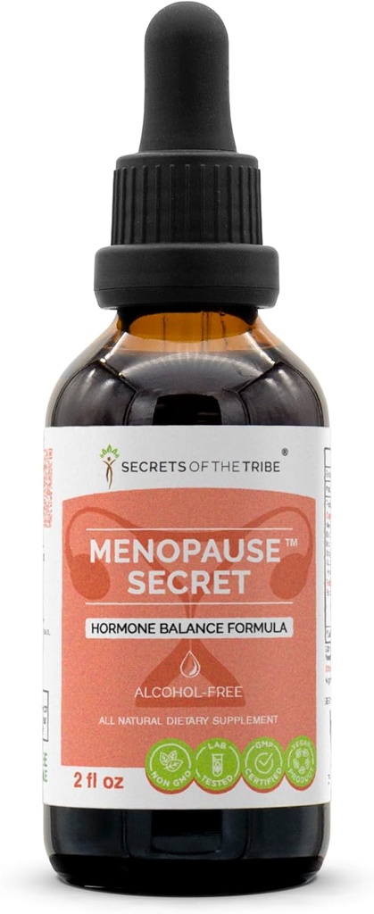 Menopause Secret Alkol Özgür, Glycerite Black Cohosh, Vitex, Red Clover, Maca, Dong Quai, St. John's Wort. Tincture, Herbal Extract Hormonları Denge Formula 2 OZ