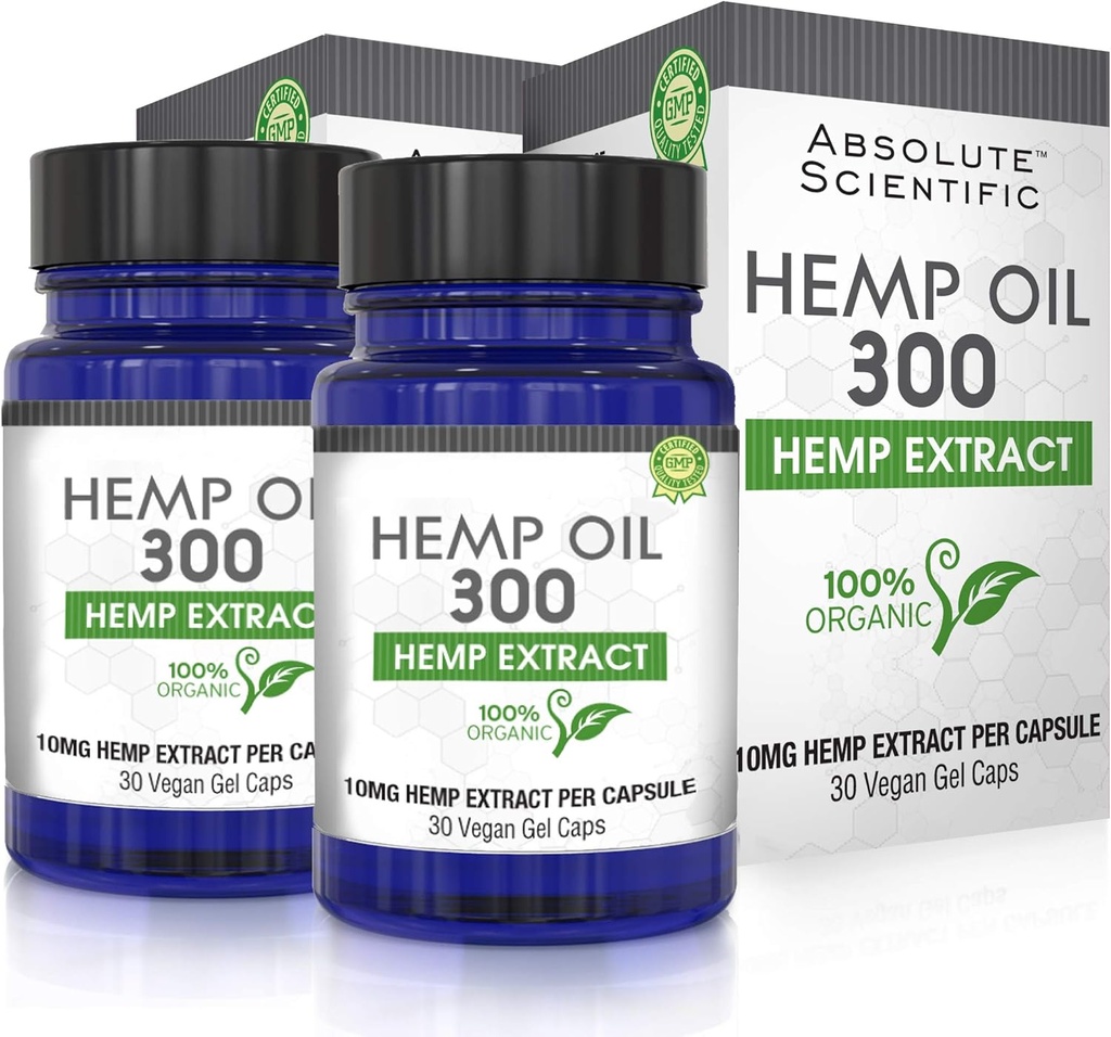 Mutlak Beslenme Hemp Oil Capsules 2 Pack 60ct -% 100 Organik Hemp Capsules - Omega Fatty Acids 3 6 9 - ABD'de büyüme ve MCT Oil Capsules ile -