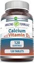Amazing Formulas Calcium with Vitamin D3 Supplement | Tablets | Non-GMO | Gluten-Free | Made in USA (1 Pack | 120 Count)