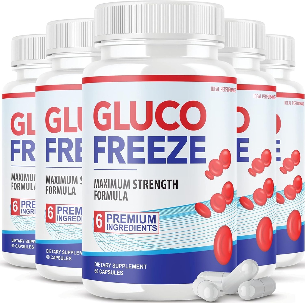 (5 Pack) Glucofreeze Pills - Resmi Formula Gluco Freeze Pills - Gluco Freeze Dietary Supplement, Gluco Freeze Advanced Strength Formula with Cinnamon Bark (300 Capsules)