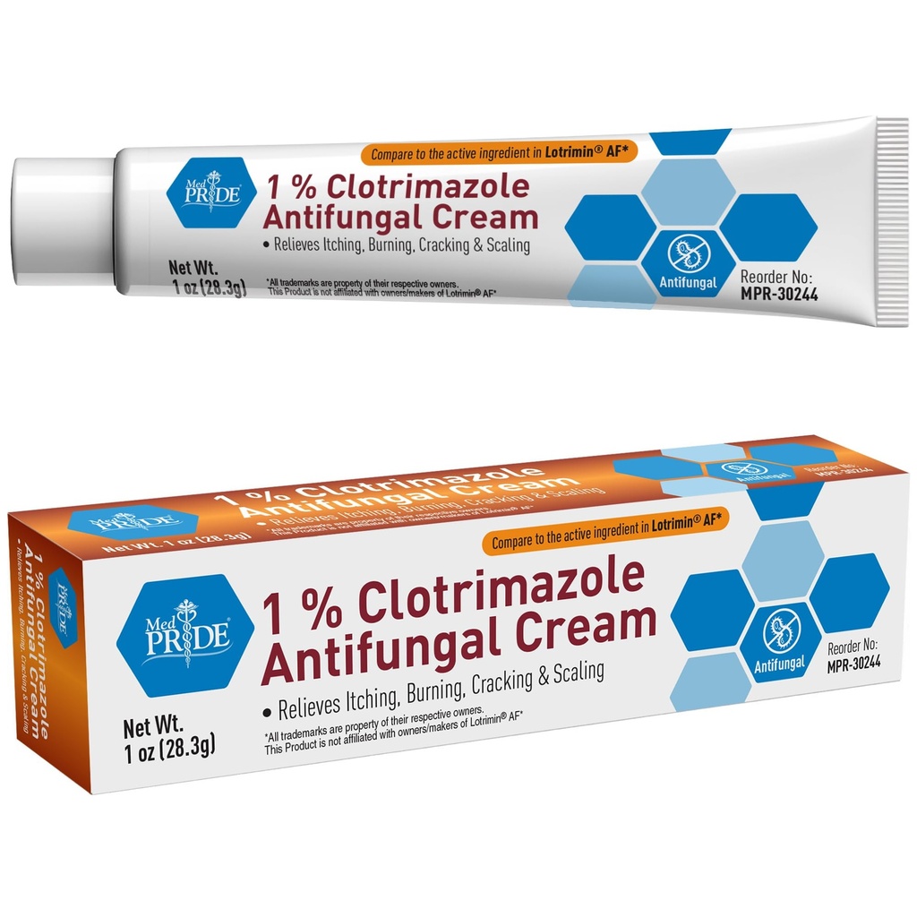 MED PRIDE% Clotrimazole Antifungal Krem 1oz- Fungus Skin Care Tedavi ile - Jock Itch Body Ointment - Fights Enfeksiyon, Ter Rash, Athletes Foot, Ringworm & Relieves Itching, Yanan