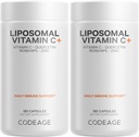 Liposom Vitamin C 1500 mg ile çinko, Elderberry, Citrus Bioflavonoyak Grapetre, Lemon, Orange Toz, Quercetin & Rose HIPS Meyvesi - Vegan Tamam - Non-GMO, Vegan Pills - 2 Pack