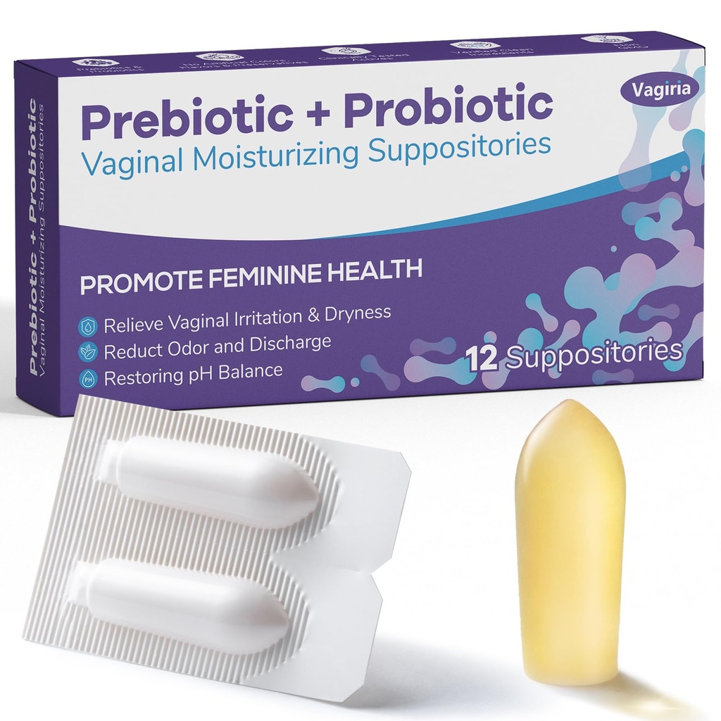 Vaginal Probiyotik Suppositories, Prebiyotik Hyaluronic Acid, Tea Tree ve C&E, pH Denge Desteği Formula Mücadeleleri Kuruness, Odor ve Discomfort, Restore Feminine Health (12 Counts)