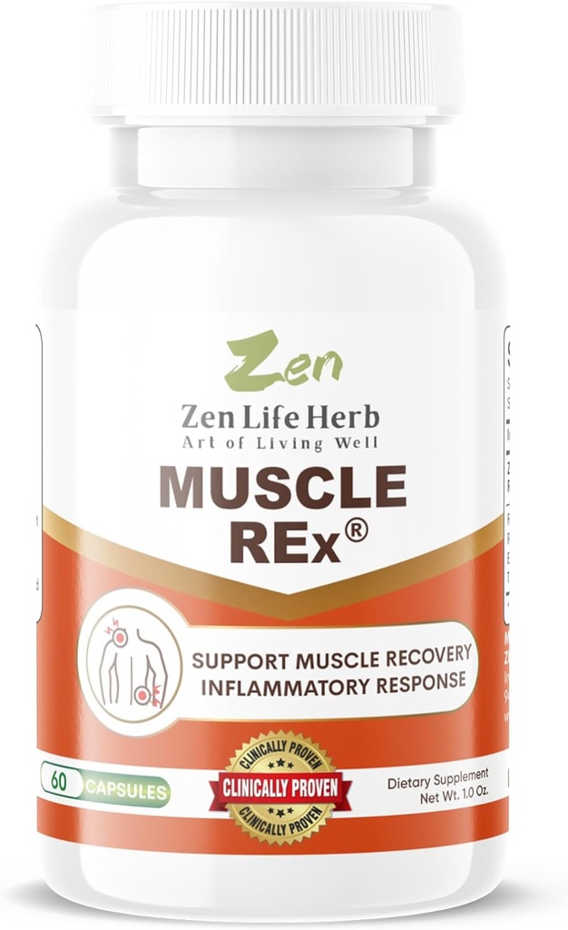 ZEN LIFE HERB Muscle REx - Ortak, Kas & Nerve Support - Relax Aches & Kronik Discomfort Plant-Based Supplement (60 Capsules)