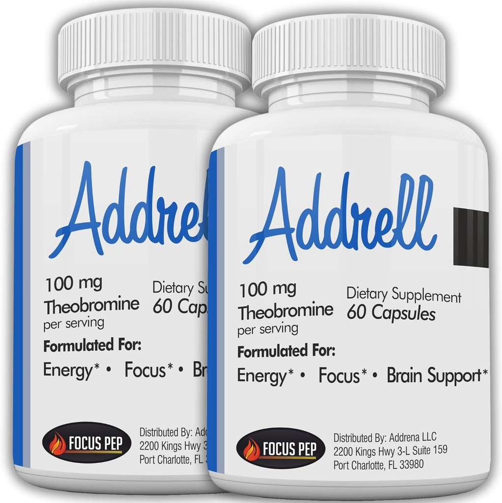 Addrell 2 Pack Energy Stimulant Pills- Study Supplement Alternative Pill, Natural Nootropic Supplements & Cognitive Advancedr Substitute to Elevate mental Clarity- 120 Capsules