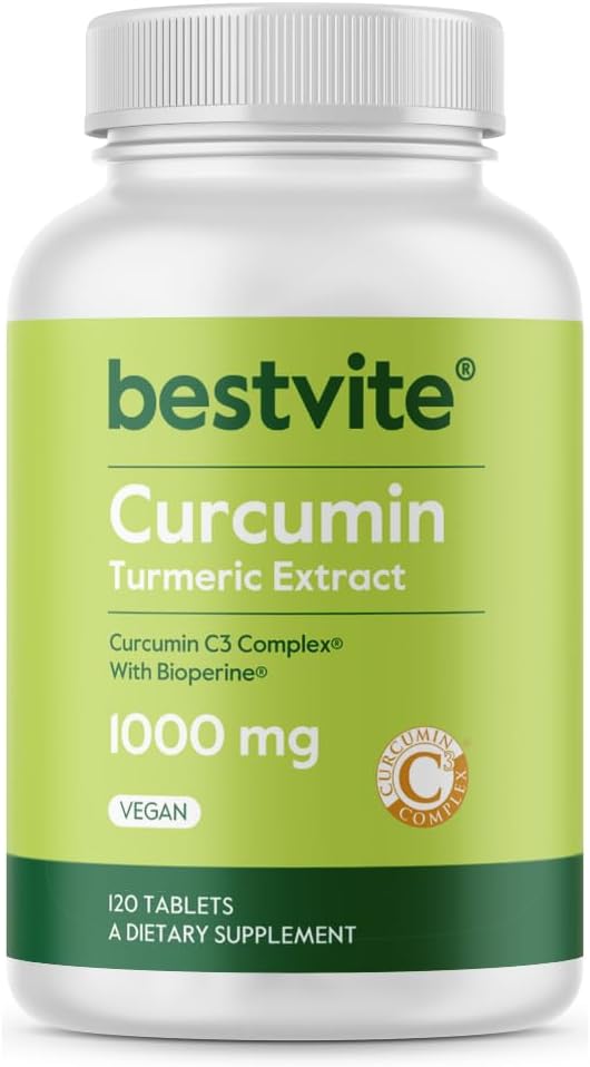 Curcumin 1000 mg (Turmeric)(120 Tablet) Curcumin C3 Kompleksi ve Bioperine ile Made with Curcuminoids - Vegan