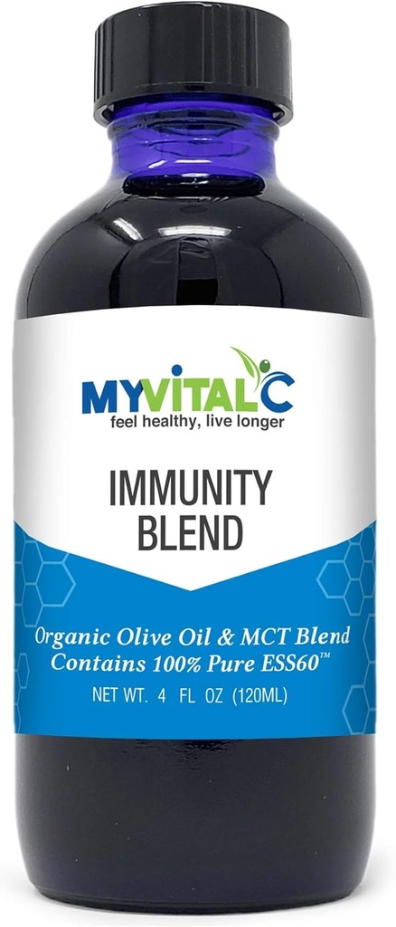 MyVitalC Immunity Blend in Organic Ekstra Virgin Zeytinyağı & MCT Mix 120 ML - Saf ESS60 for Nootropic - Focus - Sleep - Antioksi - Energy - Longevity & Immunity