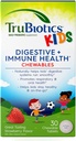 TruBiotics Çocuklar için Probiyotikler Digestive & Immune Health Support, Sugar-Free Chewable Kids Probiyotik Sağlıklı Bir Tummy, Natural Strawberry Flavor, 30 Tabletler