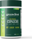 Greens First PRO Phytonutrient Capsules - 30 Hizmet - 54 Antioksi Superfoods, Organik Meyveler ve Sebzeler - Prebiyotikler, Probiyotikler & Digestive Enzymes - Süt & Buğday-Free, Non-GMO - 180 Capsules