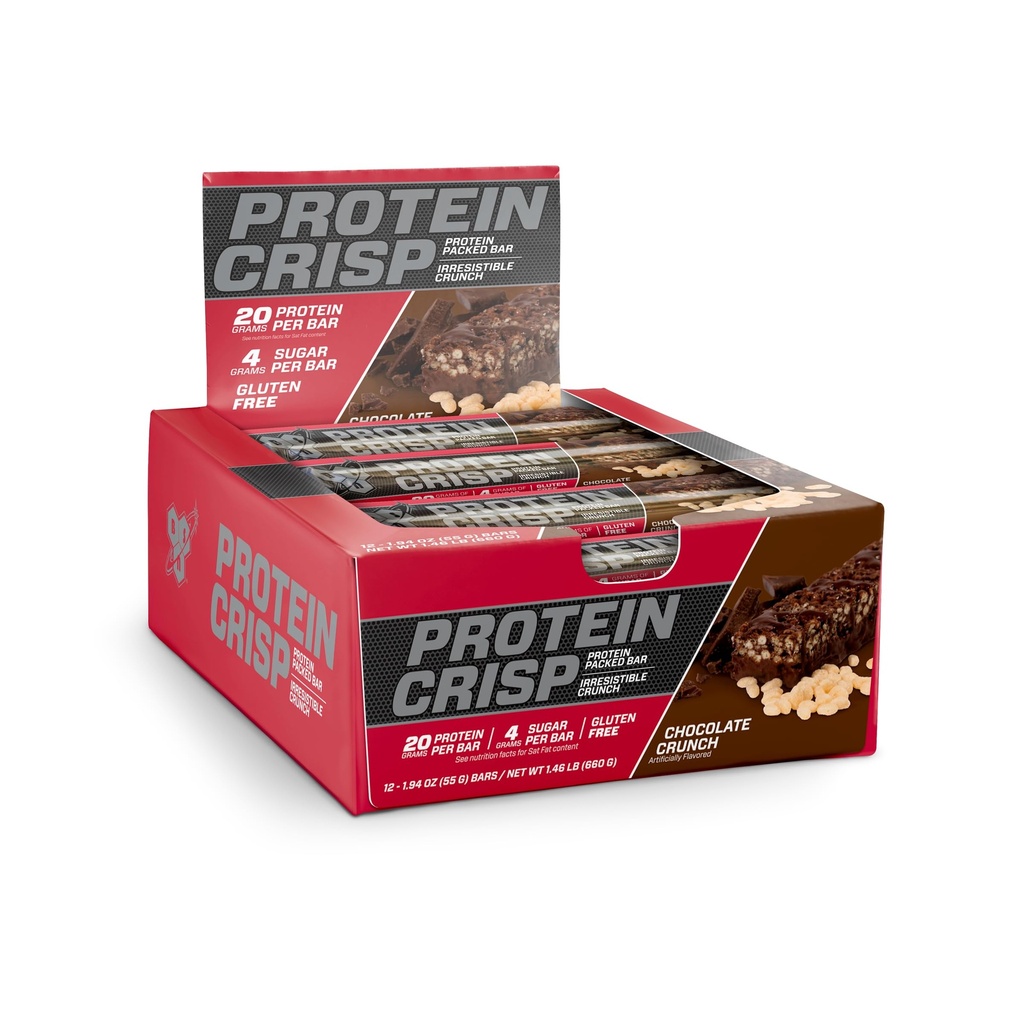 BSN protein Crisp Bar, Salted Toffee Pretzel, 20 Gram Protein Snack Bars with Whey and Fiber, Gluten-Free Crunchy Energy Bars for Workout, Fitness, On-the-Go, 12 Kont