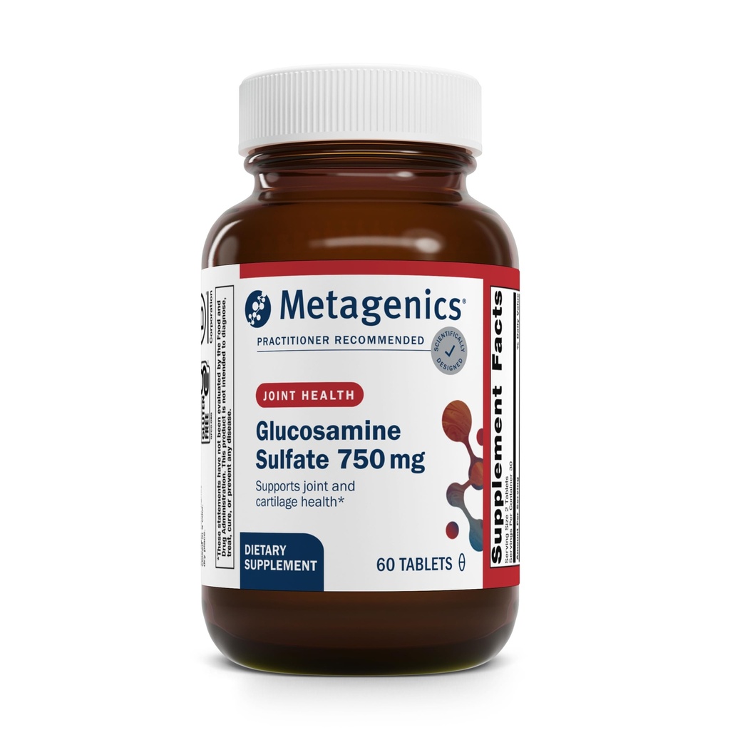 Metagenics Glucosamine Sulfate - Joint Health & Mobility Support* - 1500 mg Glucosamine Sulfate per Serving - Supports Cartilage Integrity & Flexibility* - Non‑GMO, Gluten‑Free - 60 Tablets