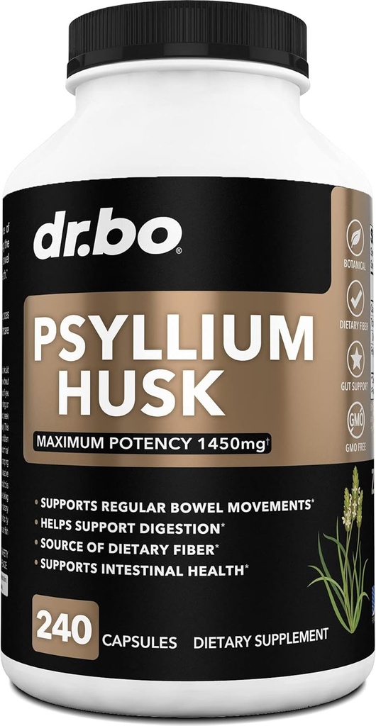 Psyllium Husk Capsule Fiber Supplement - Doğal Toz Capsules for Constipation Relief for Yetişkinler - Beslenmeli Fiber Pills & Daily Regularity Support - Bulk Seed Husks Digestion Supplements - Bulk Seed