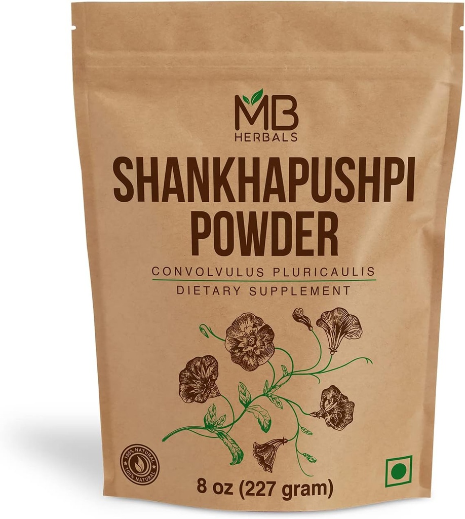 MB Herbals Shankhapushpi Toz 8 oz (227 Gram) | Shankhpushpi Toz | Convolvulus pluricaulis | Herbal Suppplement