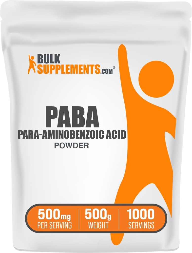 BulkSupplements.com PABA Toz - para Aminobenzoik asit, PABA Sağlık için Tamam - Vegan & Gluten Free, 500 mg per Service, 500g (1.1 lbs) (PaBA Toz 1 )