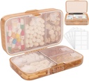 FYY Weekly Pill Organizer with Labels,8 Compartments Travel Daily Pill Case Airtight Moistureproof Large Pill Box to Hold Vitamins, Fish Oil, Supplements,Cotton Swab and Bandages-Brown