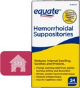 Equate Hemorrhoidal Suppositories, Relief from Burning, Itsing and Discomfort of Hemorrhoids, 24 Count (Pack of 1) + STS Sticker.