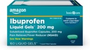 Basic Care Ibuprofen Liquid Gels 200 mg, Pain Reliever/Fever Reducer Liquid Filled Capsules, Για Πονοκέφαλο, Οδοντόκρεμα, Οσφυαλγία, Εμμηνόρροια και Περισσότερα, 160 Count