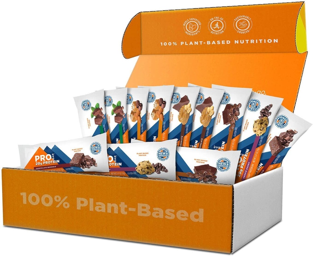 PROBAR - Protein Bar, Variety Pack, Μη-GMO, Χωρίς γλουτένη, Υγιεινή, με βάση τα φυτά, ολόκληρα συστατικά τροφίμων, Φυσική ενέργεια (12 κόμης) - Γεύσεις Μαΐου Vary