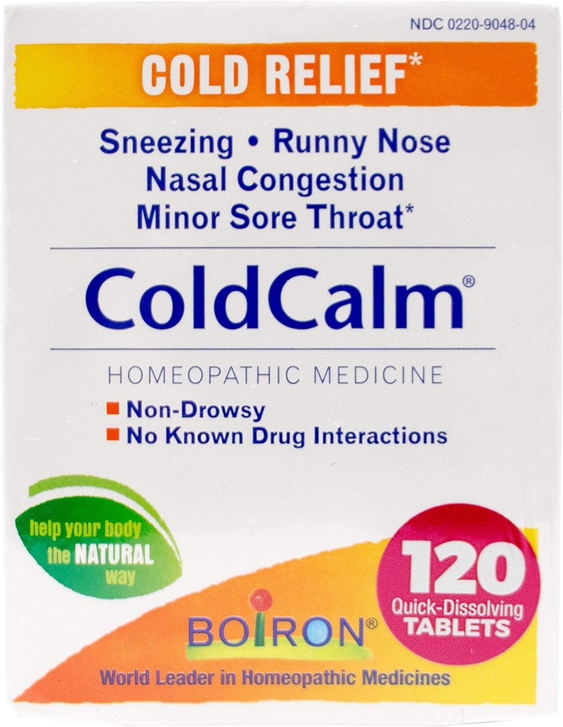 Δισκία Boiron ColdCalm για την ανακούφιση των κοινών συμπτωμάτων του κρυολογήματος όπως το φτάρνισμα, η μύτη Runny, το πονόλαιμο και η Nasνική συμφόρηση - Μη- υπνηλία - 120 κόμης (2 συσκευασία)