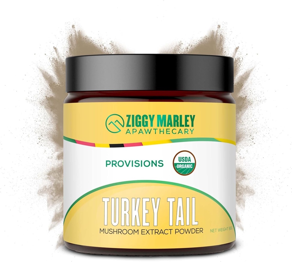 Το USDA της Ziggy Marley Organic Turkey Tail Mushroom Powder for Dogs & Cats – Υποστήριξη Ανοσία & Θήκη – Fruiting Body Extract, 90 γραμμάρια
