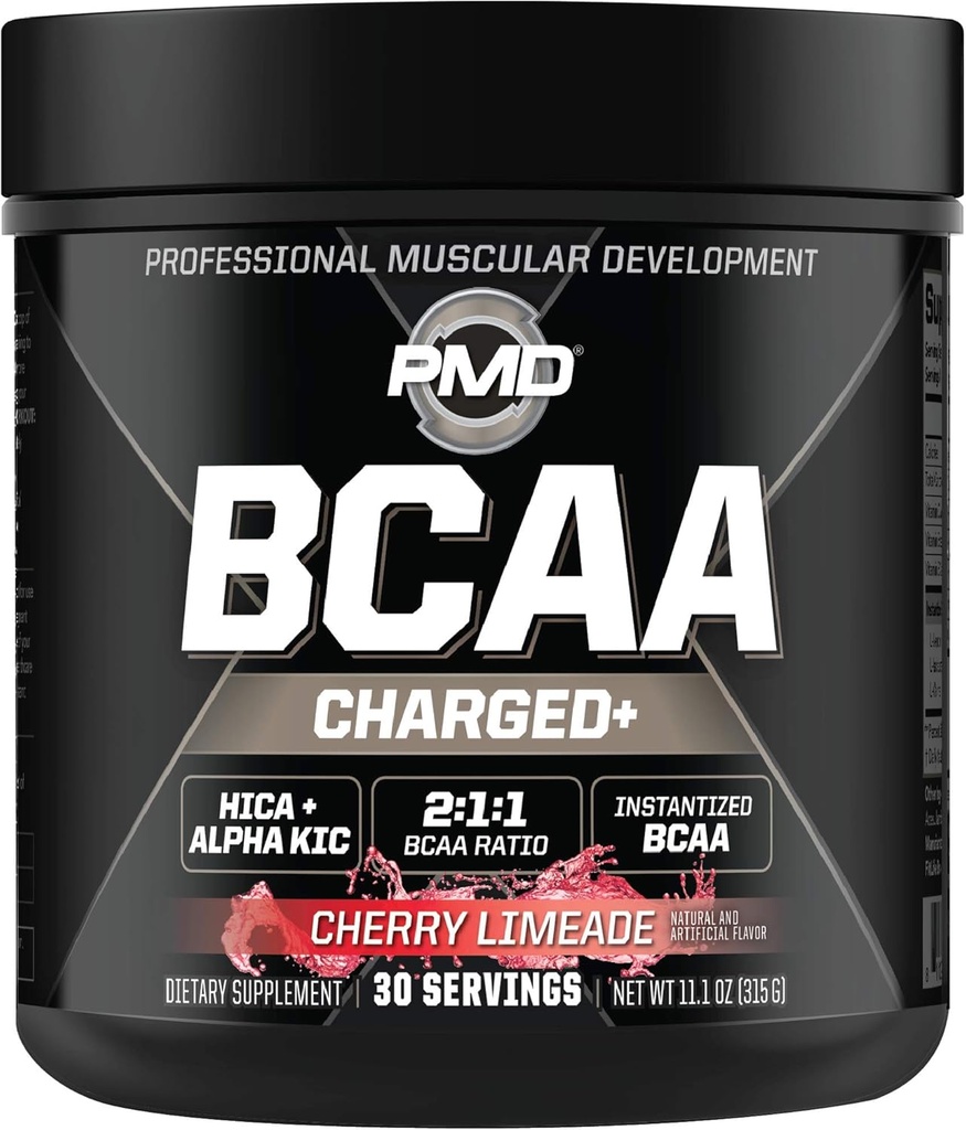 PMD Sports BCAA Şarj Edildi, Recovery, Endurance ve Hydration - Workout ve Daily Energy için Kas Fonksiyonu - Cherry Limeade (30 hizmet)